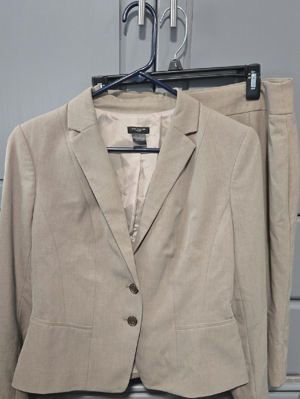 Ann Taylor Taupe Women's Blazer and Skirt Suit